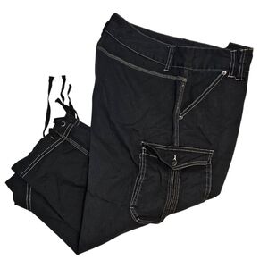 French Twist Black Cotton Cargo Capris